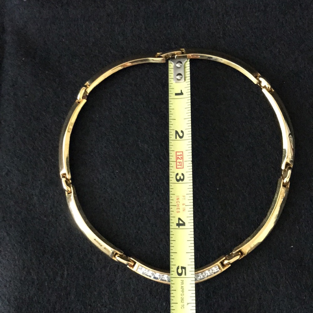 GOLD TONE AND FAUX DIAMOND ACCENT CHOKER - Picture 7 of 8